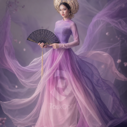 Taskopen Peony Embroidered Ao Dai Tea Ceremony