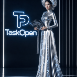 Taskopen Floral Chiffon Ao Dai Summer Set