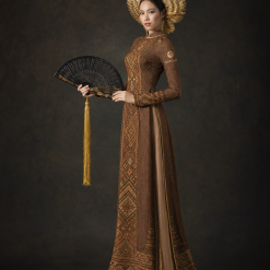 Taskopen Autumn Rust Ao Dai Occasion Dress